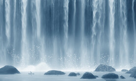 瀑布山水画背景墙