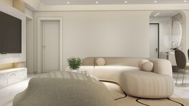 奶油风格客餐厅效果图