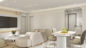 奶油风格客餐厅效果图