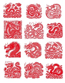 龙剪纸素材