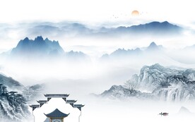 新款 中式人气山水 Tif分层