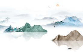 高端 中式人气山水 Tif分层