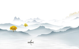 现代 中式人气山水 Tif分层