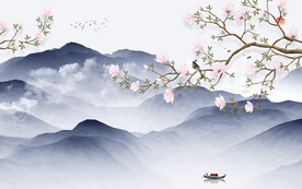 现代 意境中式山水 Tif分层