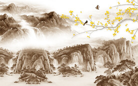 意境 中式背景山水 TIf分层