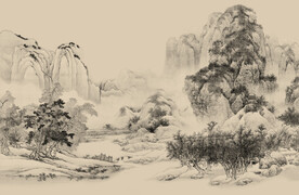 原创新中式现代简约水墨意境山水