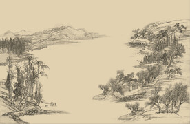原创新中式山水现代简约水墨意境
