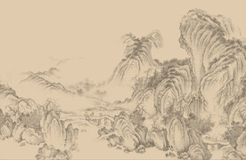 原创新中式现代简约水墨意境山水