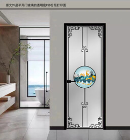 高清分层透明底平开门打印图