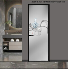 高清分层透明底平开门打印图