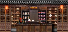 复古怀旧中医堂背景墙壁画