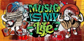 欧美风街头涂鸦餐饮酒吧背景墙