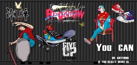 街头涂鸦国潮风服装店背景墙