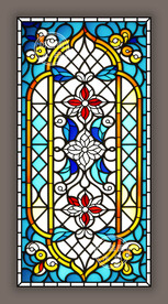 吊顶穹顶教堂蒂凡尼彩晶玻璃图案
