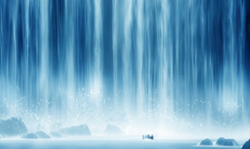 流水生财瀑布背景墙