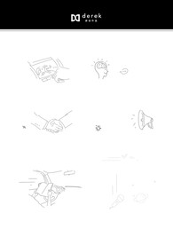 职业人物手绘插画线条元素按钮