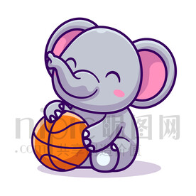 可爱卡通玩球的大象