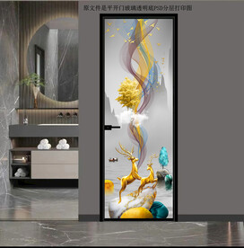 高清分层透明底平开门打印图