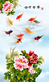 牡丹鲤鱼图