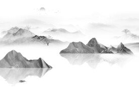 最新 灰色中式山水 TiF分层