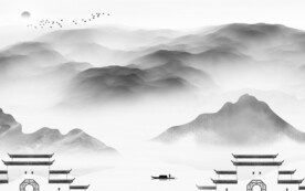 高雅 灰色意境山水 Tif分层