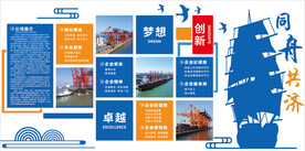 同舟共济企业理念港务公司文化墙