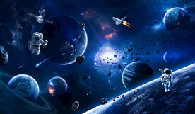 银河星球外太空陨石宇宙卫星背景