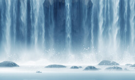 瀑布山水水墨画水帘背景墙