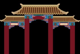 红色龙凤新中式婚礼迎宾区