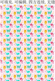 卡通动物 猫咪图案 印花