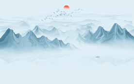 新中式餐厅水墨画墙画