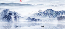 意境水墨山水画