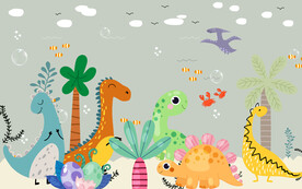 简约恐龙背景墙