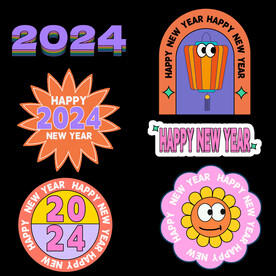 2024龙年贴纸手举牌