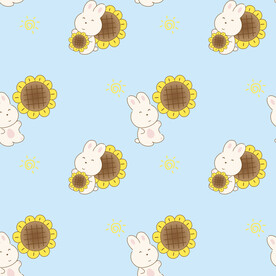 兔子向日葵卡通