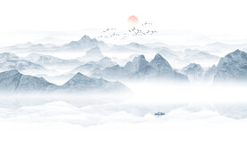 现代简约水墨山水画背景墙