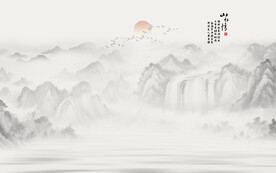 新中式山水情背景墙