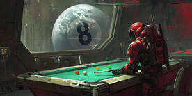 创意太空仓机器人台球壁画广告