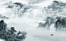 高雅 客厅中式山水 TIf分层