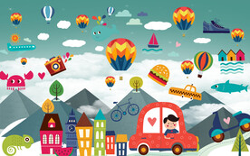 儿童房卡通背景墙