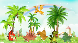 卡通恐龙背景墙