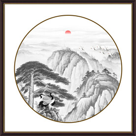 水墨国画迎客松