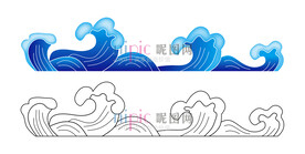 浪花线稿 矢量