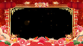 中国风龙年拜年视频边框无缝循环