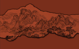  新中式山水 背景墙壁画 硬包