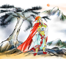 古松将军国风山水