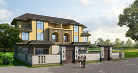 双拼别墅建筑外观设计案例效果图