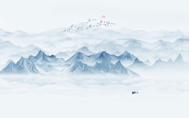 新中式禅意山水背景墙