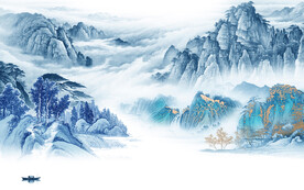 中式 新品客厅山水 Tif分层