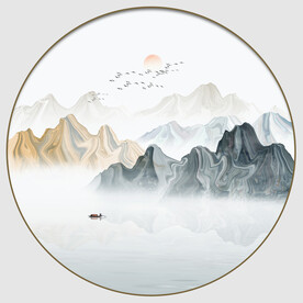 圆形抽象水墨画